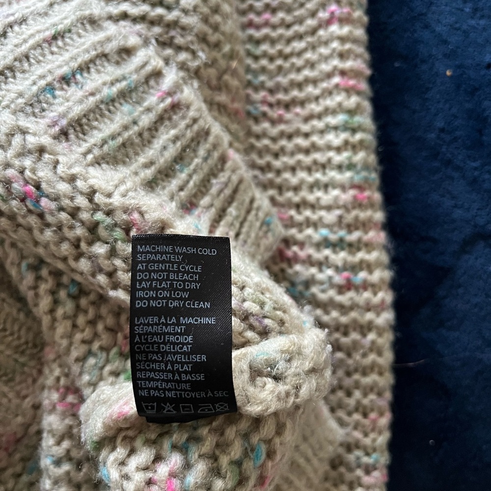 Tan and Pink Crew Neck Sweater with Star Design - Picture 6 of 6